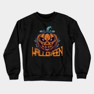 Enchanted Harvest: A scary Graphic Drawing of a Halloween Pumpkin Crewneck Sweatshirt